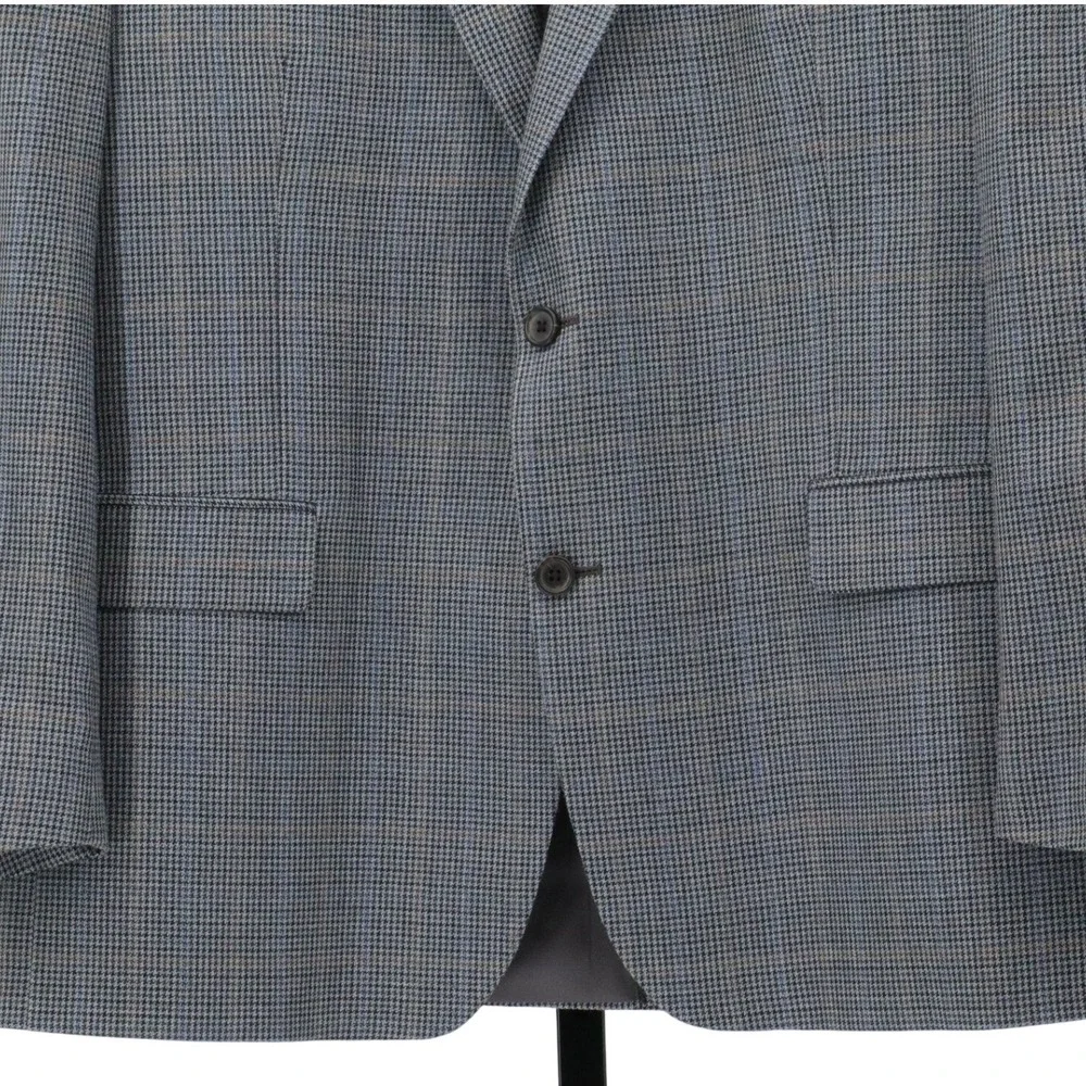 Ralph‎ Lauren Silk Wool Houndstooth Blazer Sport Coat Gray 46R